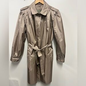 Tan Trench Coat Misty Weather champagne Women’s L/XL Swing Overcoat Vintage